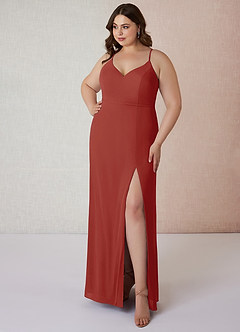 Azazie Blink Final Sale Vintage Mauve Sheath V-Neck Chiffon Dress image6