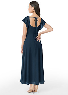 Azazie Bondi Bridesmaid Dresses Dark Navy A-Line Ruched Chiffon Dress image5