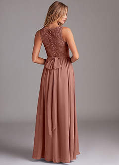 Azazie Kingsley Bridesmaid Dresses Cedar Rose A-Line Lace Chiffon Dress image2