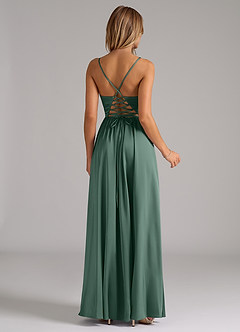 Azazie Aaida Brautjungfernkleider A-Linie Korsett Stretch-Satin Kleid Eukalyptus image6