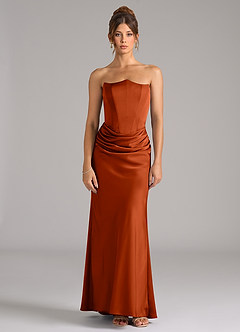 Azazie Debby Bridesmaid Dresses Paprika Mermaid Strapless Stretch Satin Convertible Dress image5