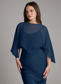 Azazie Ambra Bridesmaid Dresses Dark Navy Mermaid Pleated Stretch Satin Dress image4