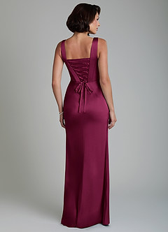 Azazie Amora Bridesmaid Dresses Red Plum Mermaid Corset Stretch Satin Dress image2