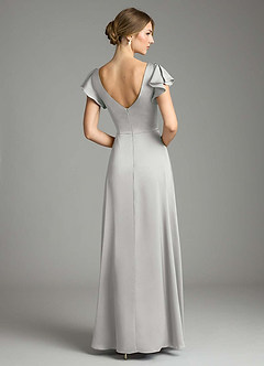 Azazie Omari Bridesmaid Dresses Silver A-Line Stretch Satin Dress image2