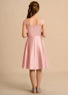 Azazie Budle Girls Formal Flower Girl Dresses Rosette A-Line Pleated Matte Satin Dress image2