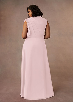 Azazie Narine Abiti per la Madre della Sposa Abito A-Line in Chiffon con Scollo Alto a Pieghe Rosa Rossore image13