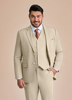 front James Tan Structured Stretch Suit Jacket