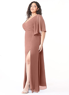 Azazie Cierra Bridesmaid Dresses Cedar Rose A-Line V-Neck Chiffon Dress image11