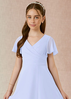 Azazie Induh Junior Abito A-Line in Chiffon Increspato Lavanda image4