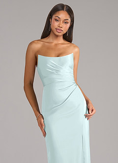 Azazie Marla Essayer des robes à la maison Robe Fourreau Convertible en Satin extensible Sans bretelle Expresso image2