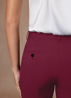 front Whitney Burgundy Structured Stretch Cropped Dress Pants