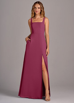 Azazie Debra Bridesmaid Dresses Mulberry A-Line with Pockets Chiffon Convertible Dress image5