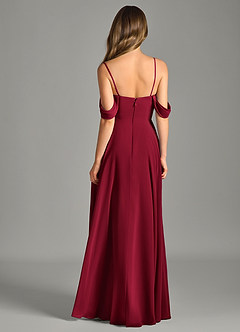 Azazie Chelsey Vestidos de damas de honor Vestido de Borgoña de Gasa de Corte en A Convertible con Vestidos sin tirantes image7