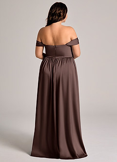 Azazie Calianna Bridesmaid Dresses Ganache A-Line Off the Shoulder Stretch Satin Convertible Dress image7