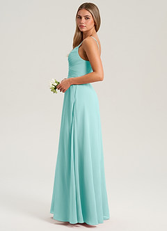 Azazie Terese Brautjungfernkleider A-Linie Plissee Chiffon Kleid Aqua image4