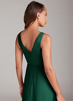 Azazie Nelly Bridesmaid Dresses Emerald A-Line Pleated Chiffon Dress image7