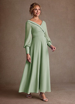 Azazie Paterson Suknie dla Matki Panny Młodej Linia A Pofałdowany Szyfon Długość kostki Sukienka image3