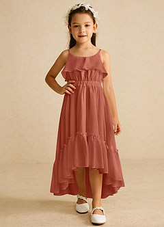 Azazie Karmen Flower Girl Dresses Clay A-Line Ruched Chiffon Dress image5