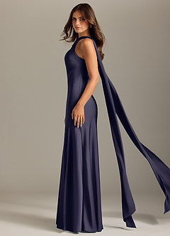 Azazie Kinsley Bridesmaid Dresses Stormy Mermaid Side Slit Stretch Satin Dress image4