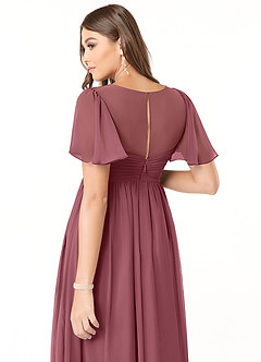 Azazie Verna Maternity Bridesmaid Dresses A-Line V-Neck Ruched Chiffon Floor-Length Dress image6