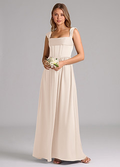 Azazie Hattie Bridesmaid Dresses White Alabaster A-Line Corset Stretch Satin Dress image1