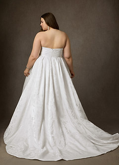 Azazie Daliah Wedding Dresses Diamond White A-Line Strapless Floral Jacquard Dress image11