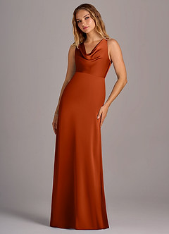 Azazie Wrenlee Bridesmaid Dresses Paprika A-Line Stretch Satin Dress image5