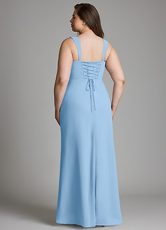 Azazie Agustina Abiti da Damigella Abito Sirena in Chiffon Corsetto Azzurro Polvere image9