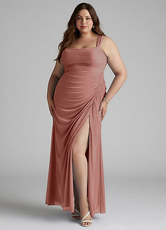 Azazie Jesaphine Bridesmaid Dresses Cedar Rose Sheath Ruched Mesh Dress image6