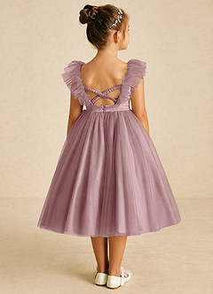 Azazie Cherub Flower Girl Dresses Dusty Rose A-Line Strap Tulle Dress image2