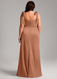 Azazie Frostine Bridesmaid Dresses Bronzer A-Line Bow Stretch Satin Dress image11