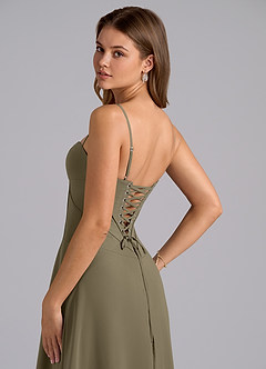 Azazie Valentine Bridesmaid Dresses Willow Green A-Line Corset Chiffon Dress image6