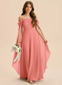 Azazie Moana Junior Linia A Pofałdowany Szyfon Długość podłogi Młodsza druhna Sukienka image3