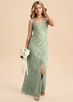 Azazie Mero Junior Vestido Agave de Esgotamento Floral de Bainha com Plissado image1