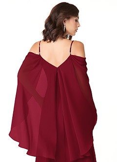 Azazie Cienna Bridesmaid Dresses Burgundy A-Line Off the Shoulder Chiffon Dress image3