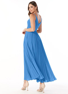 Azazie Raychelle Bridesmaid Dresses Blue Jay A-Line V-Neck Chiffon Dress image4
