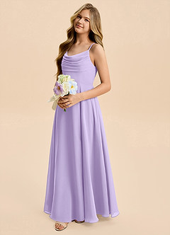 Azazie Gia Junior Lilac A-Line Pleated Chiffon Dress image7