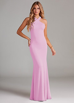 Azazie Doretta Bridesmaid Dresses Candy Pink Mermaid Pleated Chiffon Dress image1