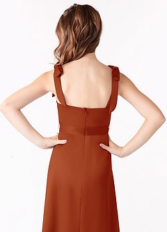 Azazie Barbara Junior Paprika A-Line Bow Matte Satin Dress image4