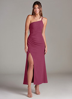 Azazie Eren Bridesmaid Dresses Mulberry Mermaid One Shoulder Chiffon Dress image3