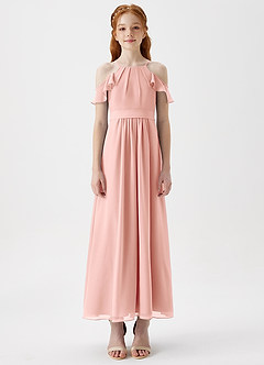 Azazie Chaya Junior Rosette A-Line Off the Shoulder Chiffon Dress image3
