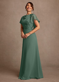 Azazie Frieda Kleider für die Brautmutter A-Linie Applizieren Chiffon Kleid Eukalyptus image2