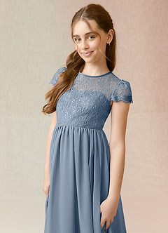 Azazie Delevingne Junior Abito A-Line in Chiffon Pizzo Crepuscolo image4