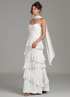 Azazie Imani Bridesmaid Dresses White A-Line Ruched Chiffon Dress image4