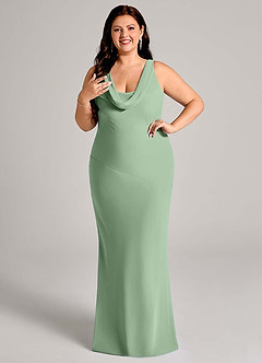 Azazie Rylina Bridesmaid Dresses Matcha Mermaid Pleated Chiffon Dress image10