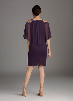 Azazie Junibee Mother of the Bride Dresses Plum Sheath Sequins Mesh Dress image4