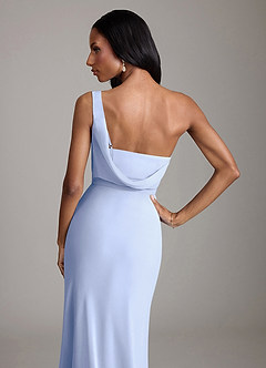 Azazie Madelyn Bridesmaid Dresses Ice Mermaid One Shoulder Chiffon Convertible Dress image9