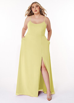 Azazie Moira Abiti da Damigella Abito A-Line in Chiffon con Scollo a U Sorbetto Al Limone image8