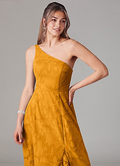 Azazie Ellianna Jurken voor bruidsmeisjes Jurk van Bloemen Burn-out met A-Lijn One-Shoulder Boterbabbelaar image5