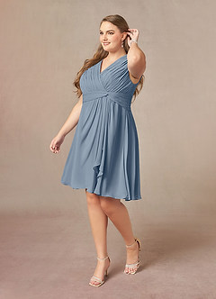 Azazie Theron Mother of the Bride Dresses Twilight A-Line V-Neck Pleated Chiffon Dress image8